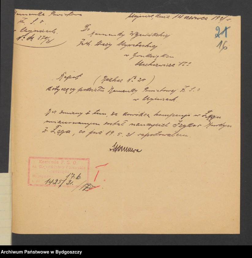 image.from.unit.number "Raporty dotyczące podziału Komend. Powiatowych Zachodniej Straży Obywatelskiej Pomorze na baony"