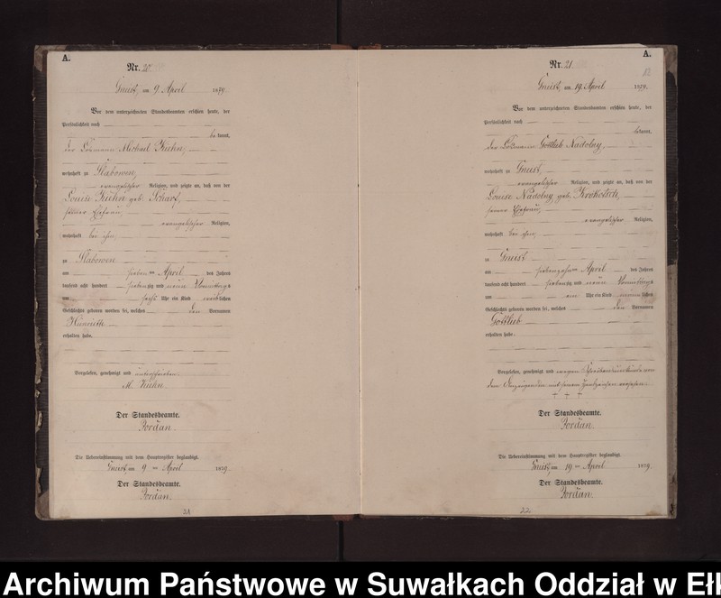 image.from.unit.number "Geburts-Neben-Register des Preussischen Standes-Amtes Gneist Kreis Loetzen"