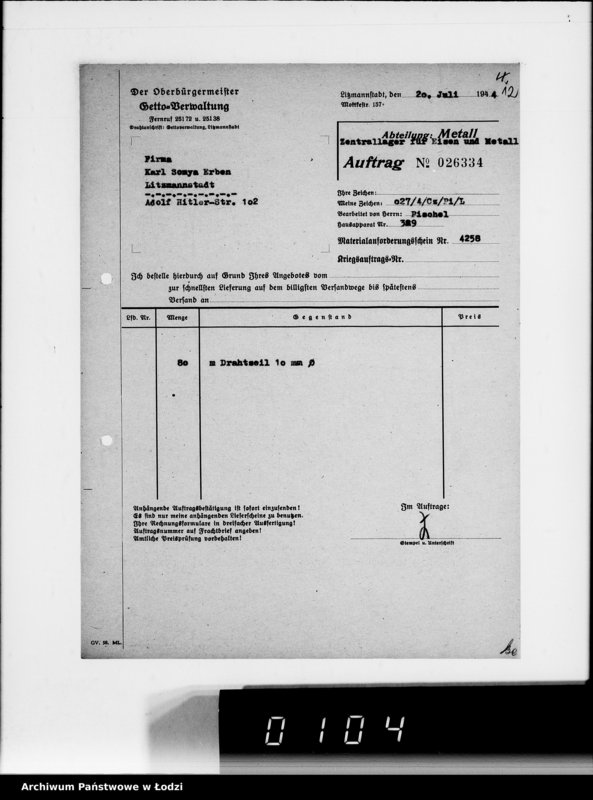 Obraz 16 z jednostki "Aufträge Metall-Abteilung v.26101-26343"