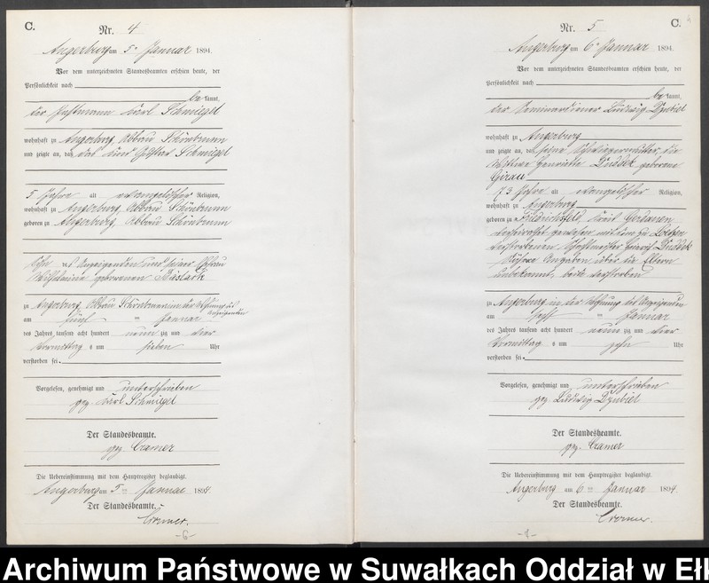 Obraz 7 z jednostki "Sterbe-Neben-Register des Preussischen Standes-Amtes Angerburg Kreis Angerburg"