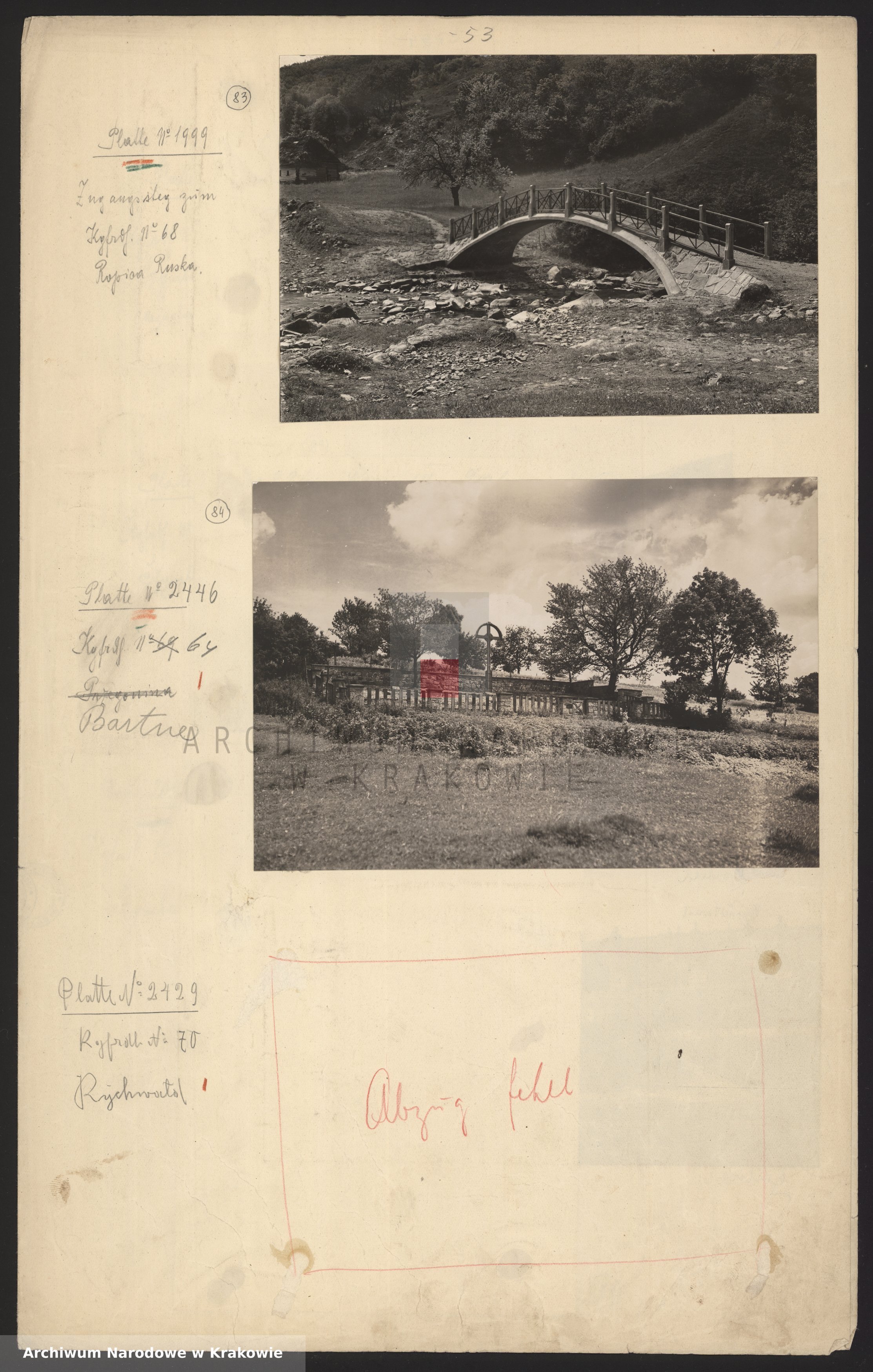 Skan z jednostki: Fotografie cmentarzy wojennych na terenie Galicji Zachodniej, na Morawach i na Śląsku.