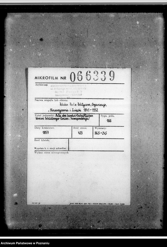 image.from.unit.number "Acta des landwirtschaftlichen Vereins Schildberger Kreises- korespondencja"