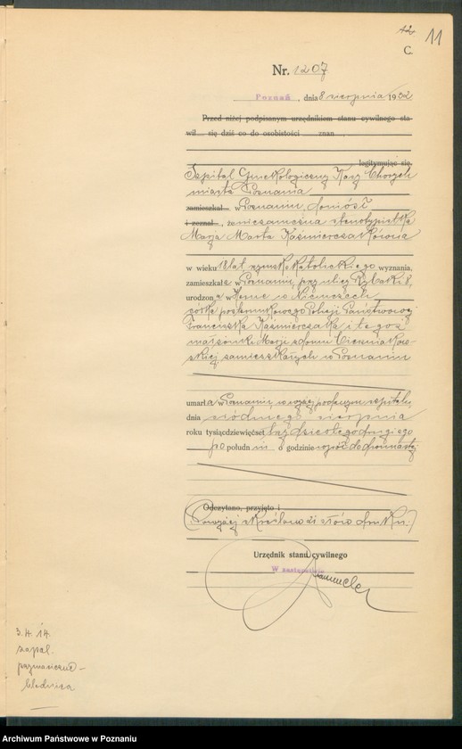 Obraz 13 z jednostki "Księga miejscowa zgonów tom III [Rejestr główny zgonów]"