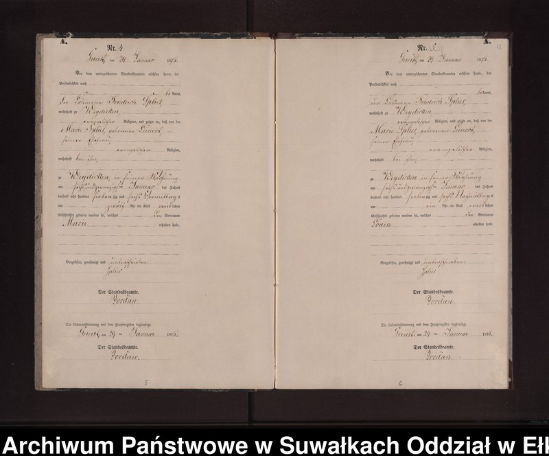 image.from.unit.number "Geburts-Neben-Register des Preussischen Standes-Amtes Gneist Kreis Loetzen"