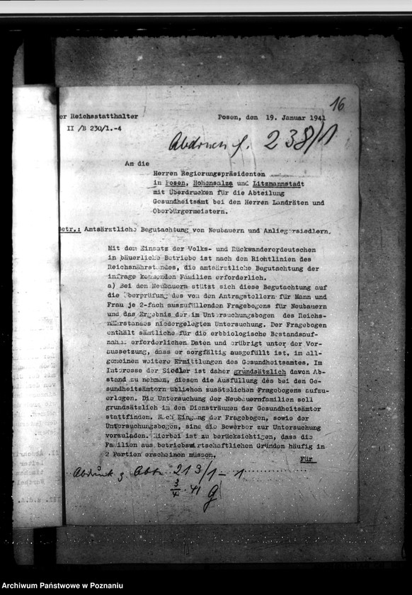 Obraz 20 z jednostki "Tropendiensttauglichkeit. Erholungsfürsorge für Volksdeutsche. Untersuchung der Leistungspolen durch die Gesundheitsämter. Tauglichteitsuntersuchung für das Lehramt."
