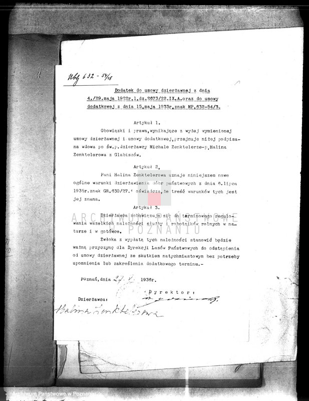 Obraz 5 z jednostki "Umowa dzierżawna majątku państwowego Pałczyn w powiecie wrzesińskim"