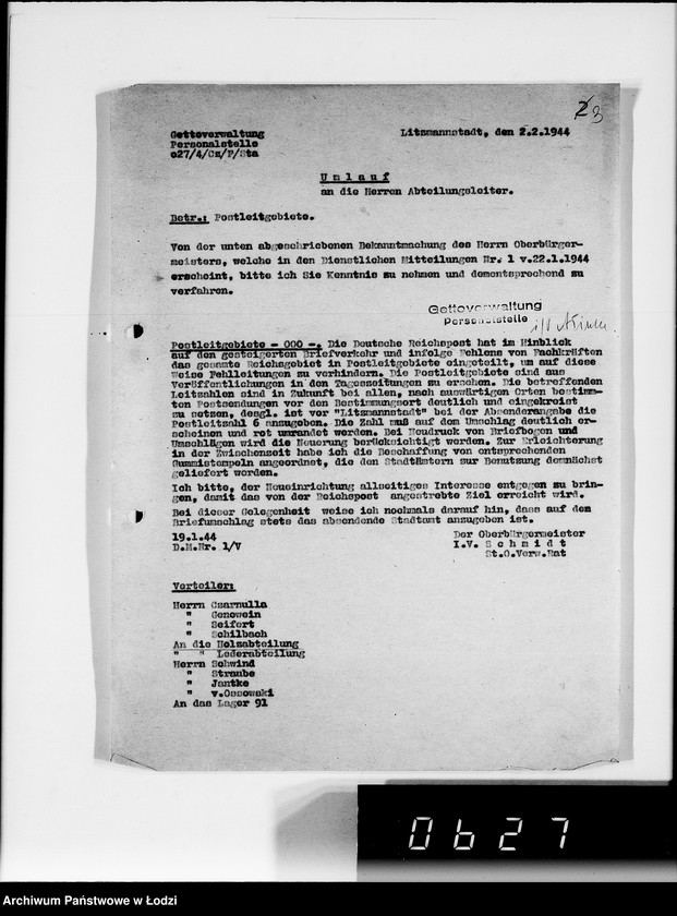 Obraz 8 z jednostki "Anordnungen und Umläufe an alle Abteilungsleiten Getto-Verwaltung"