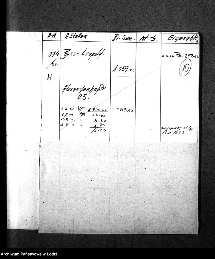 Obraz 13 z jednostki "[Spis obywateli polskich i niemieckich domagających się wypłaty komornego z ich domów znajdujących się w getcie]"