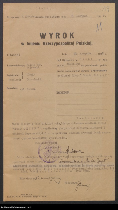 Obraz 20 z jednostki "Bracia Geyer – prowadzenie farbiarni i garbarni"