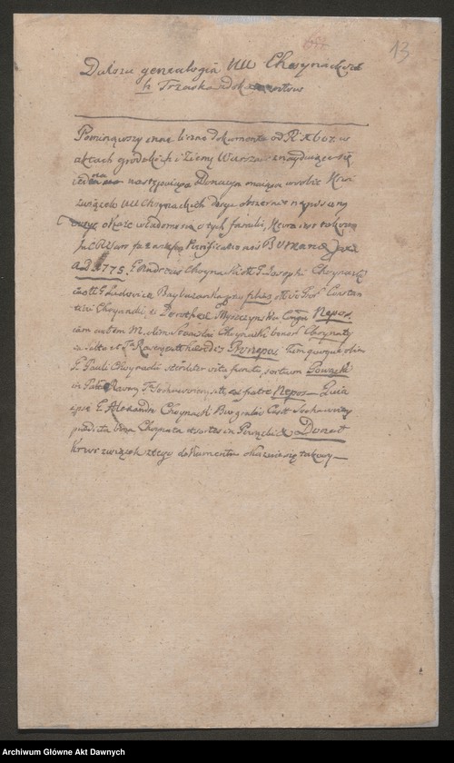 Obraz 14 z jednostki "Chodasewicz vel Chodaszewicz h. Prus. Tablica genealogiczna."