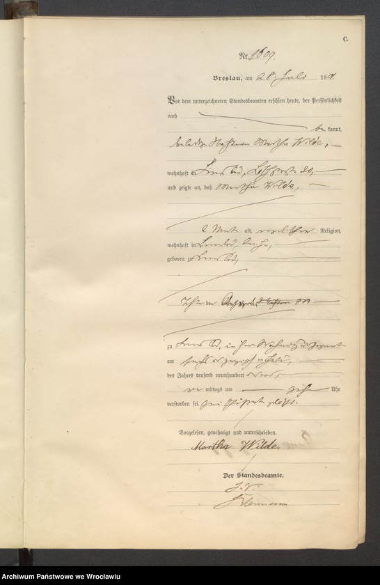 image.from.unit.number "Sterbe-Haupt-Register Breslau II 1901 Band 5"