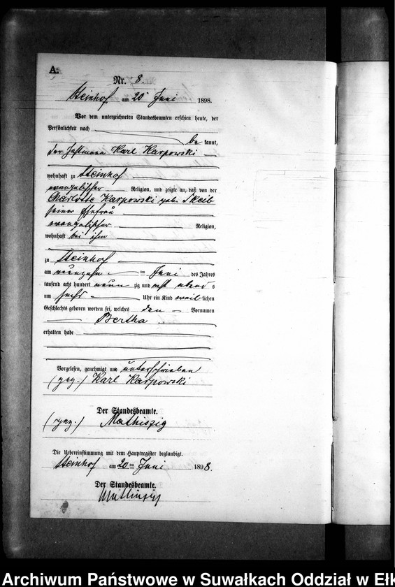 image.from.unit.number "Geburts-Neben-Register des Preussischen Standes-Amtes Gr. Strengeln Kreis Angerburg"