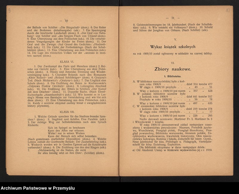 image.from.unit.number "IV Sprawozdanie dyrektora c.k. gimnazjum V. w Krakowie za rok szkolny 1909/10"