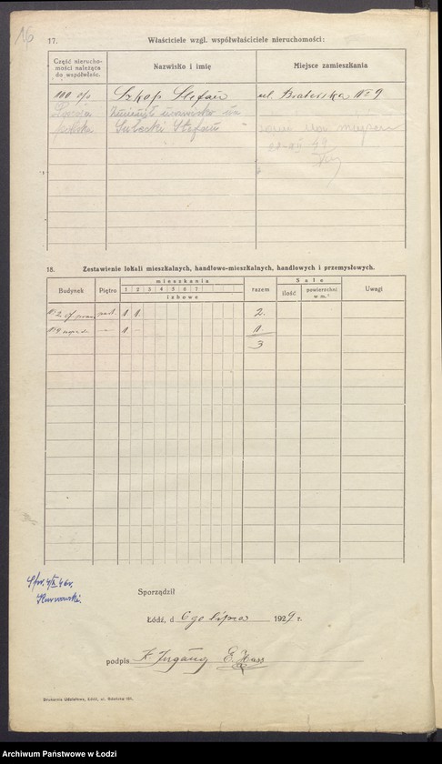 Obraz 18 z jednostki "Księga inwentarzowa nieruchomości m. Łodzi ul. Braterska"