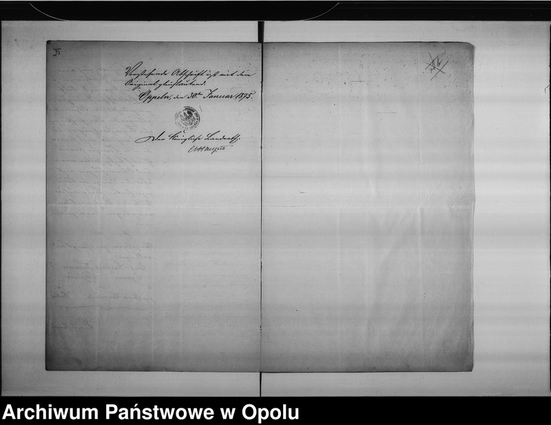 Obraz 19 z jednostki "Acta des Magistrats zu Oppeln betreffend die Ablösung der Mauthe auf der Falkenberg-Krappitzerstrassa resp. Bau 1 Staats-chausse v[on] Oppeln über Proskau [Prószków] nach dem Neustädter Kreise"
