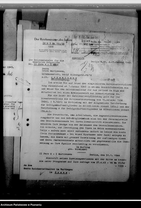 Obraz 17 z jednostki "Martinsen. Erich - urzędnik"