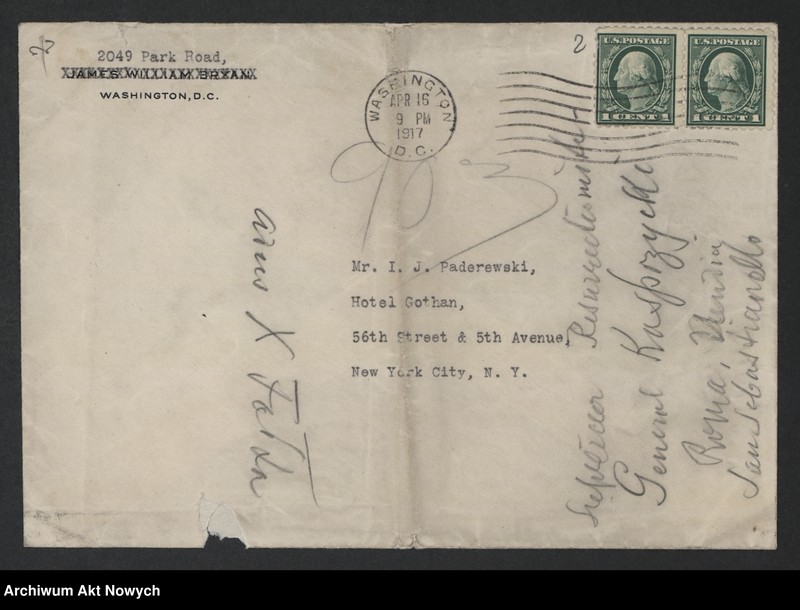 image.from.unit.number "Stosunek Stanów Zjednoczonych A.P. do sprawy niepodległości Polski. Memoriały. Korespondencja. Wycinki prasowe"