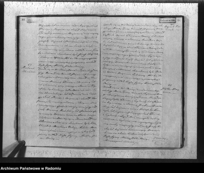 Obraz 13 z jednostki "Duplikat akt religijno cywilnych urodzonych, zaślubionych i zeyścia parafii Brzóza na rok 1858"