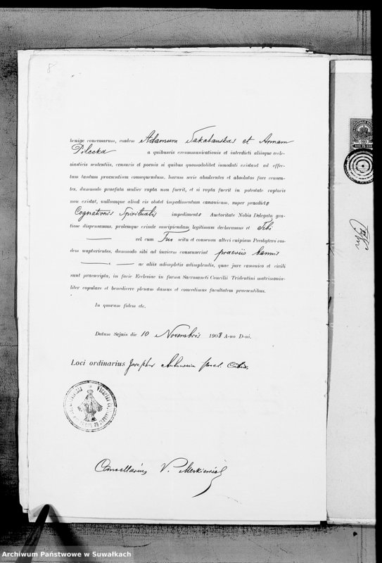 Obraz 8 z jednostki "Dokumenty k aktam o brakosočetavšichsja Metel