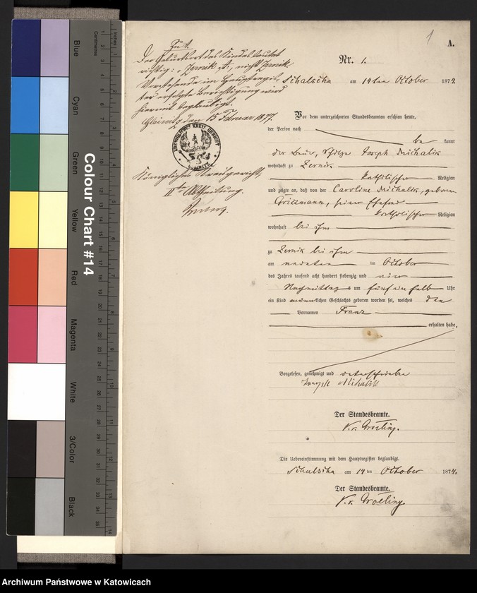 Obraz z jednostki "Księga urodzeń nr 1-10 (1874), 1-97 (1875), 1-98 (1876), 1-83 (1877)"