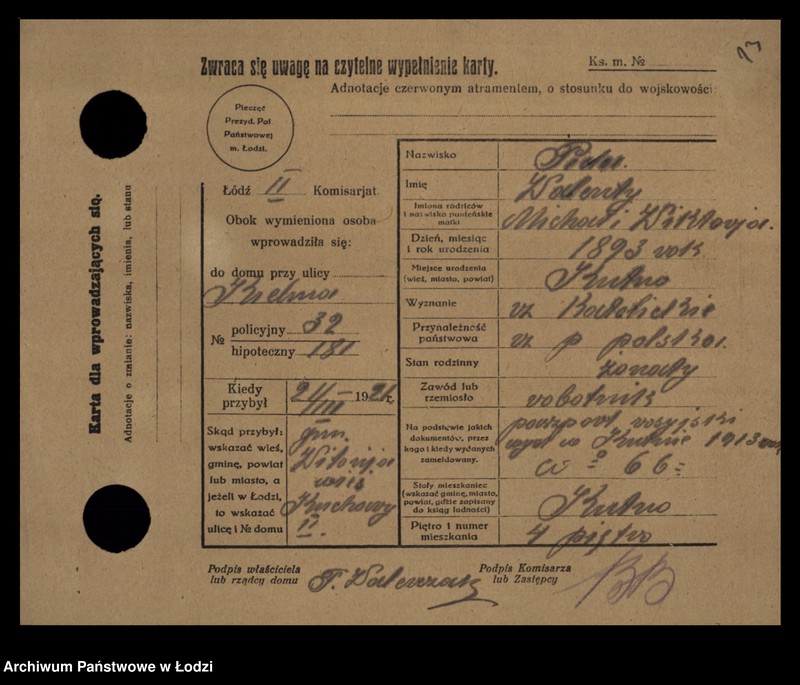 Obraz 15 z jednostki "[Spis ludności Łodzi] Pawoniak-Pelc"