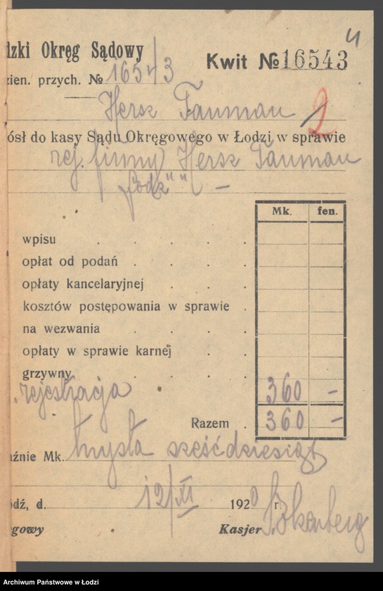 Obraz 6 z jednostki "Hersz Tauman- prowadzenie domu ekspedycyjnego"