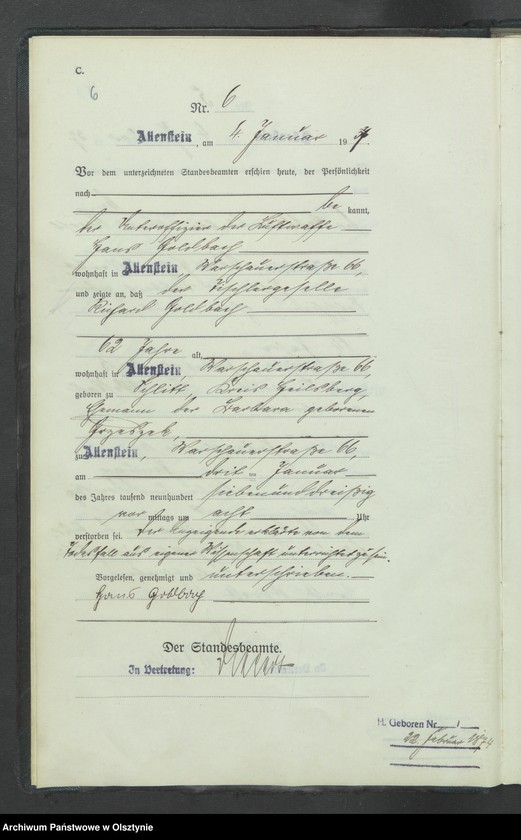 image.from.unit.number "Sterbe-Haupt-Register Tom I, Nr 1-351"
