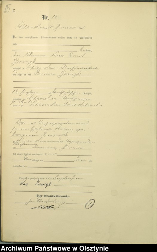 image.from.unit.number "Sterbe-Haupt-Register Tom I,Nr 1 - 399"