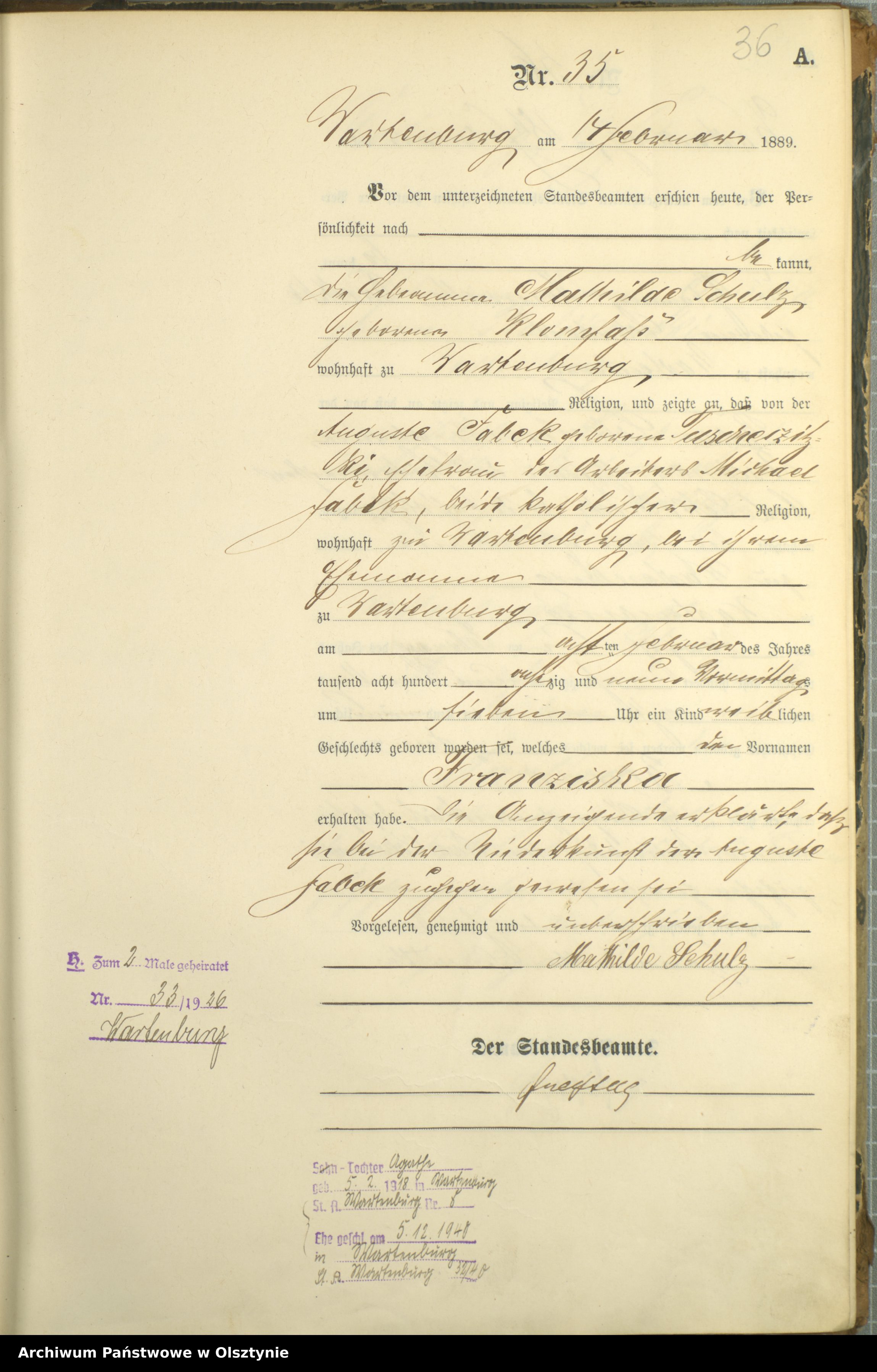 Skan z jednostki: Geburts-Haupt-Register Nr 1 - 239