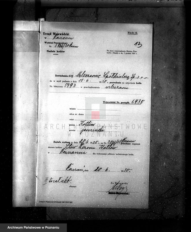 Obraz 19 z jednostki "Tartak w maj. Klęka pow. jarociński, własność Jonanne nr woj. kotła 6113 nr fabr. kotła 22849"