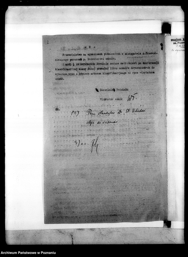 Obraz 6 z jednostki "Państwowe Gimnazjum imienia Przemysława - Rogoźno [protokół z egzaminu dojrzałości] [uczeń Józef Matuszczak wydalony z gimnazjum z Gostynia pod zarzutem agitacji komunistycznej]"