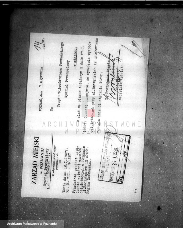 Obraz 18 z jednostki "Zatwierdzenie zakładu przemysłowego /wytwórni galanterii celuloidowej/ Mańkowskiej Reginy w Poznaniu"