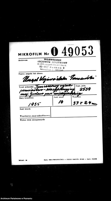 Obraz 2 z jednostki "Tymczasowy rejestr pomiarowo-klasyfikacyjny majątku Gralewo powiatu międzychodzkiego"