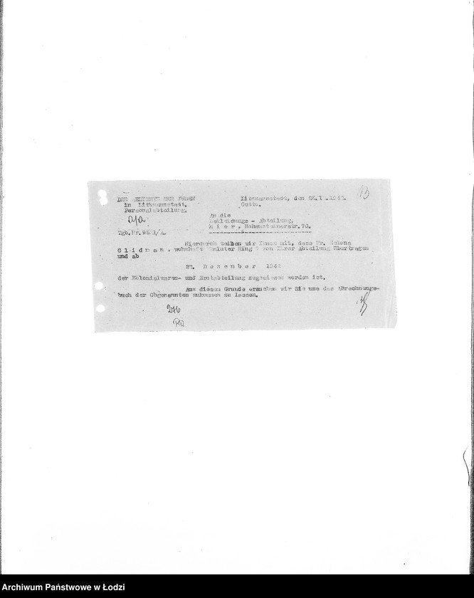 Obraz 16 z jednostki "[Korespondencja z wydziałami: Odzieży, Spraw Specjalnych, Centralnym Biurem Resortów Pracy, Ubezpieczeń, Próśb i Zażaleń oraz innymi w sprawach personalnych, zatrudnienia i płac] "