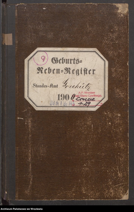 image.from.unit.number "księga urodzeń Urzędu Stanu Cywilnego w Goszczu (Goschütz) 1900"