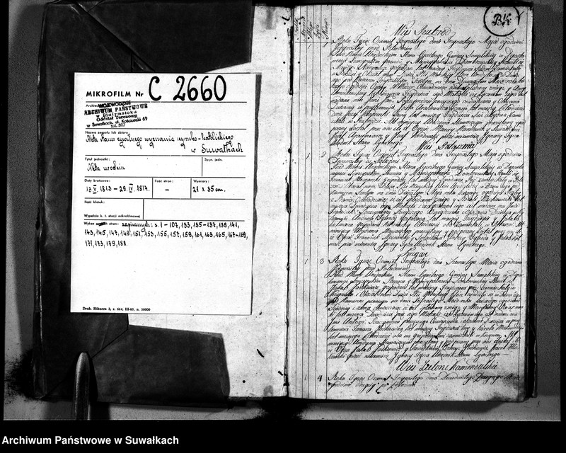 image.from.unit.number "Księga aktu urodzonych gminy suwalskiey, powiatu dąbrowskiego w departamencie łomżyńskim od dnia 1 maja 1813 po 1 maja 1814"