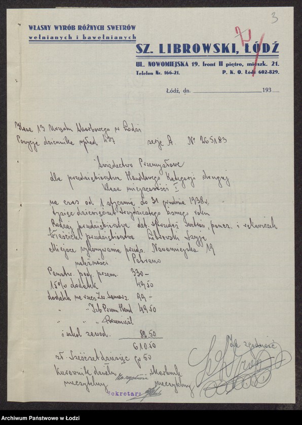 Obraz 5 z jednostki "Szyja Librowski- wyrób i sprzedaż swetrów, pończoch i rękawiczek"