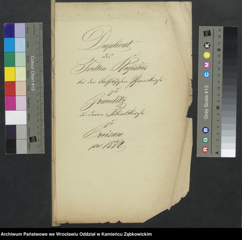 image.from.unit.number "Amtsgericht Schweidnitz Duplicate der Kirchenbücher der katholische Pfarr Kirche zu Gräditz"