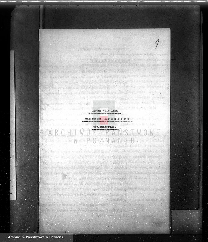 image.from.unit.number "Plan urządzenia gospodarstwa leśnego dla lasu majętności Myszkowo powiat szamotulski 1929-1939"