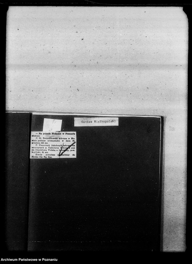 image.from.unit.number "Podziękowania za złożone dary pieniężne na pomnik Wolności w Poznaniu, na Górnoślązaków i na Wojsko Polskie [wycinki prasowe] oraz rozliczenia finansowe."