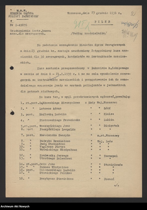 Obraz 5 z jednostki "Szkolenie i wyróżnienia funkcjonariuszy Policji Państwowej. Instrukcje, okólniki."