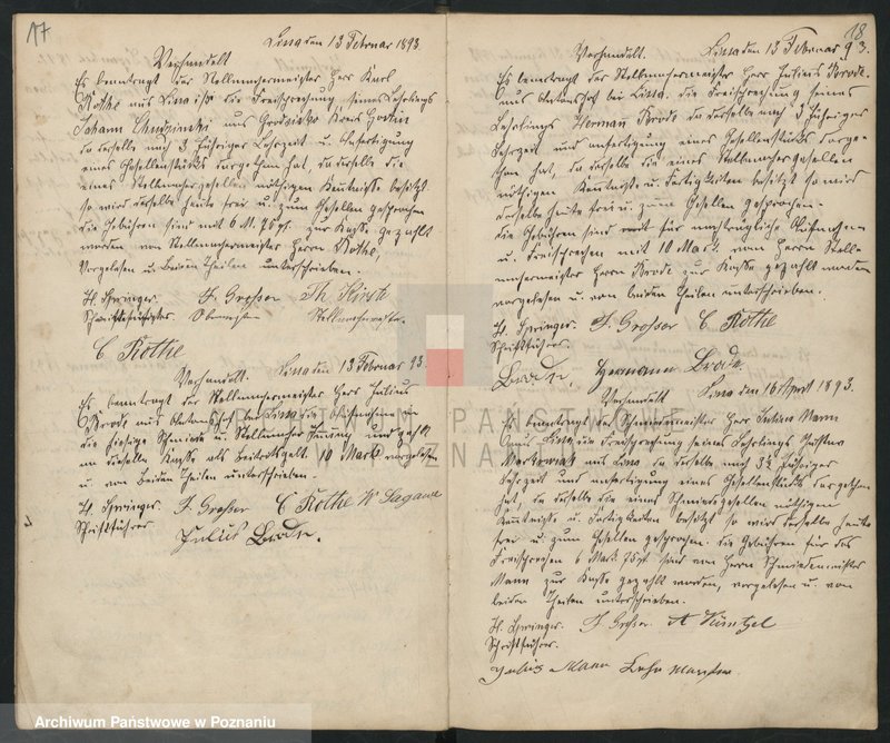 image.from.unit.number "Geschäftsbuch der Schmiede und Stellmacher Innung. [Protokolarz cechu - wpisy uczniów, zebrania kwartalne, itd.]"