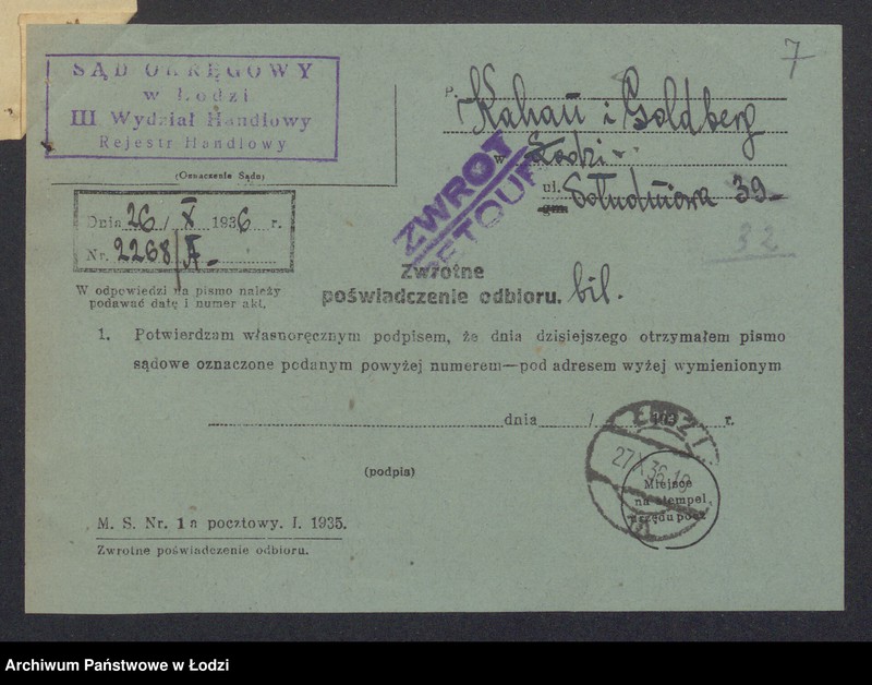 Obraz 9 z jednostki "Jakób Kahan, Lajzer Lipman Goldberg- detaliczna sprzedaż drzewa opałowego"