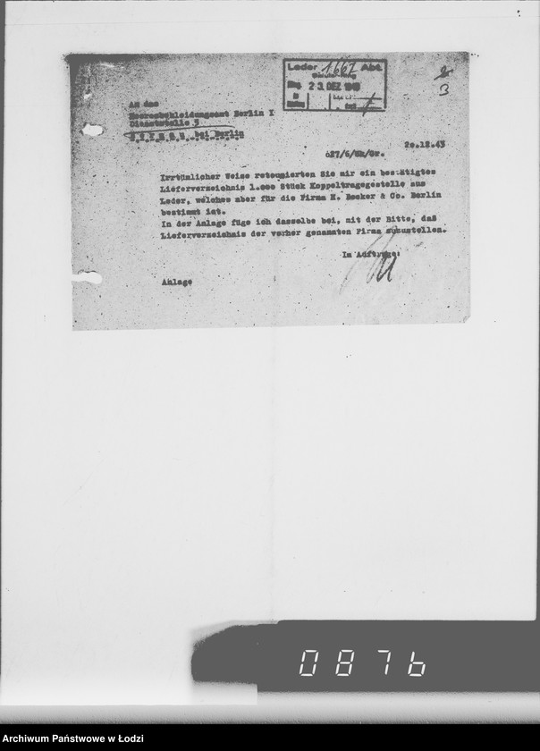 Obraz 7 z jednostki "Sammelschriftwechsel der Firmen H-K [Korespondencja z różnymi firmami zleceniodawcami G.V.]"