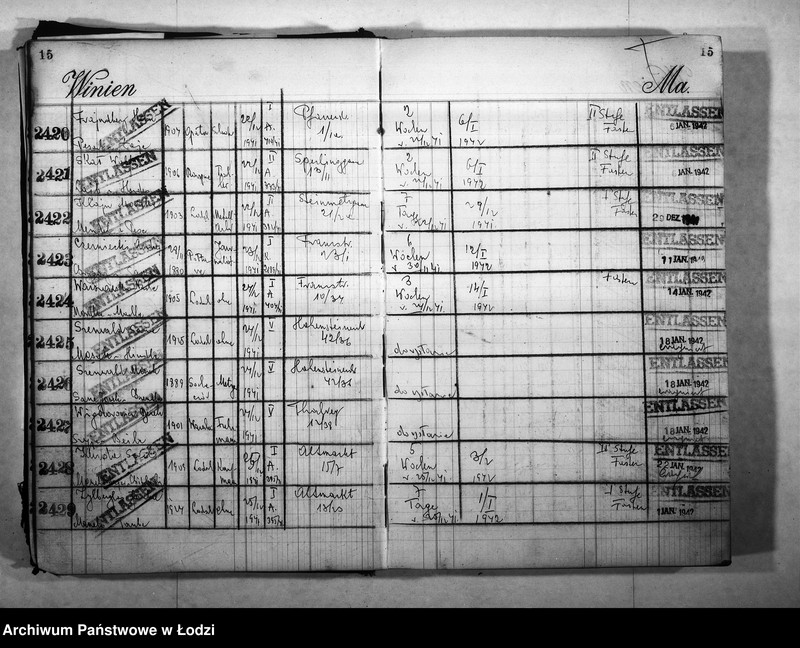 Obraz 18 z jednostki "Entlassungsbuch [Imienny spis więźniów, dane personalne]"