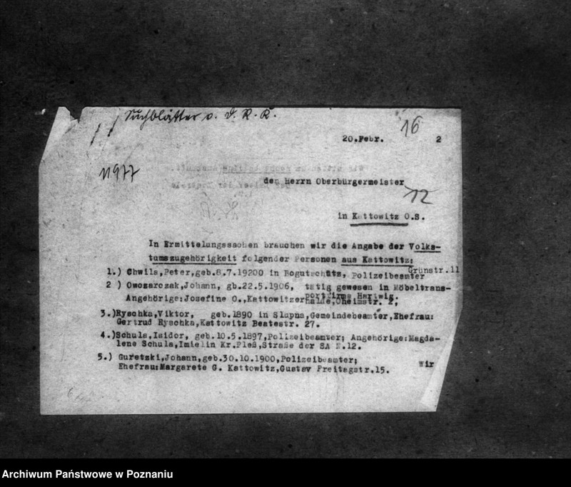 Obraz 20 z jednostki "Korespondencja w sprawie miejscowych Niemców, którzy zginęli w 1939 roku oraz donos Niemca B. Reymanna z powiatu wałeckiego na jego sąsiada, Niemca Breitinga o sprzyjanie Polakom"