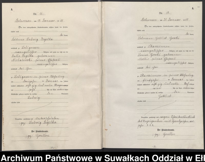 image.from.unit.number "[Geburts-Neben-Register des Königlichen Preussischen Standes-Amtes Belzonzen Kreis Johannisburg]"