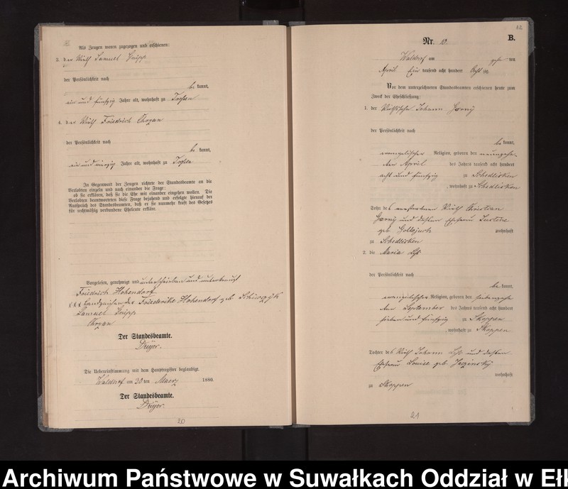 image.from.unit.number "Heiraths-Neben-Register des Königlich Preussischen Standes-Amtes Orlen Kreis Loetzen"