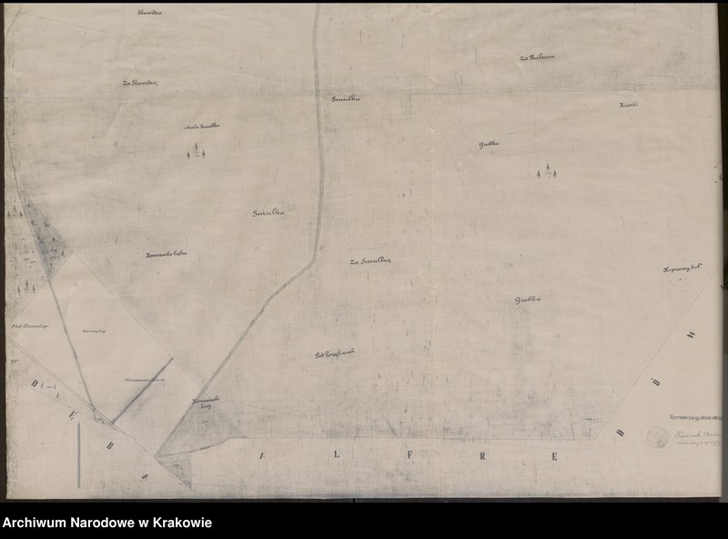 image.from.unit.number "Plan sytuacyjny na podstawie mapy katastralnej gminy Jadachy. Własność Z. hr. Tarnowskiego"