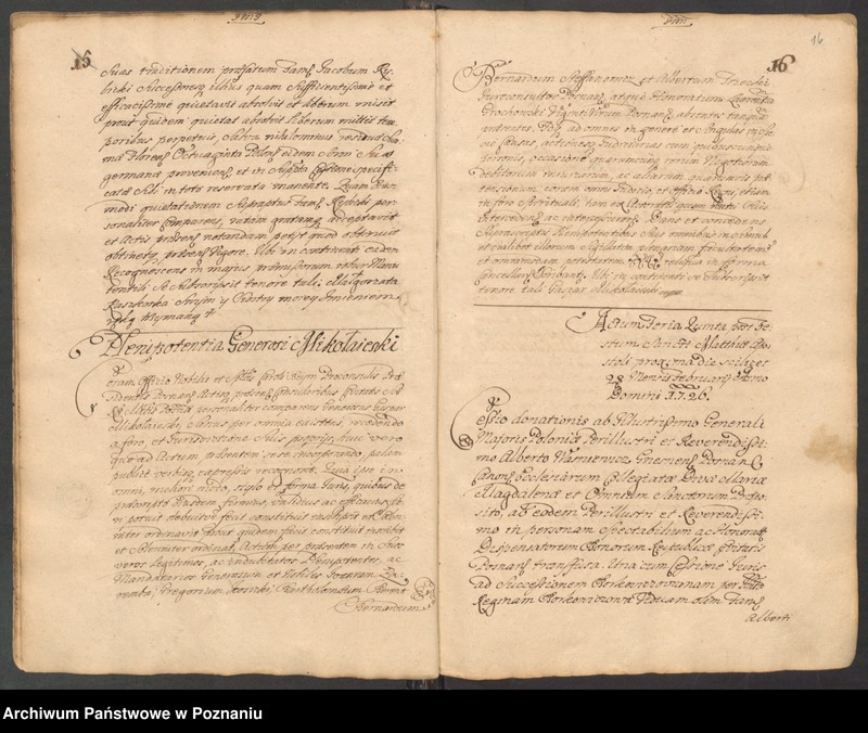 Obraz 16 z jednostki "Liber actorum officii consularis civitatis Posnaniae sub notariatu Stanislai Gąsawski SR.Mtis secretari, officii praesentis notarii necnon vicenotarii Bernardi Stefanowicz iureconsultis Posnaniensis."
